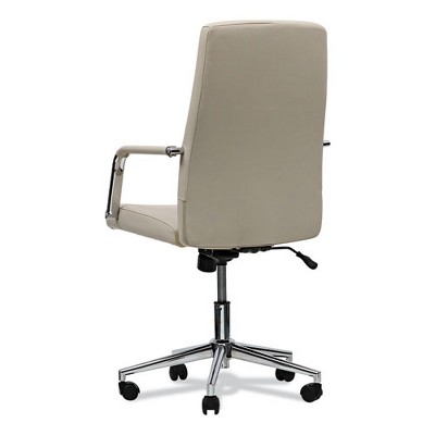 Contemporary White Leather Task Chair with Chrome Accents
