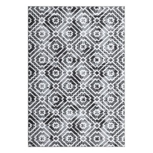 Washable Modern Geometric Rug Non Slip Low Pile Rug Throw Floor Cover Foldable Indoor Carpet for Living Room Bedroom - 1 of 4