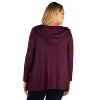 24seven Comfort Apparel Open Front Lightweight Hooded Plus Size Cardigan - 3 of 4
