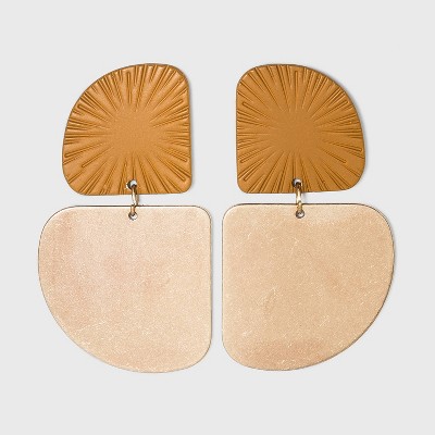 Sprayed Raised Patterned Geometric Drop Earrings - Universal Thread™ Brown