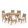 Christopher Knight Home Maurice 7 Piece Patio Rustic Acacia Wood Dining Set with Wicker Woven Chair - 2 of 4