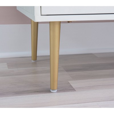 White and Gold 2-Drawer Nightstand with Sleek Design