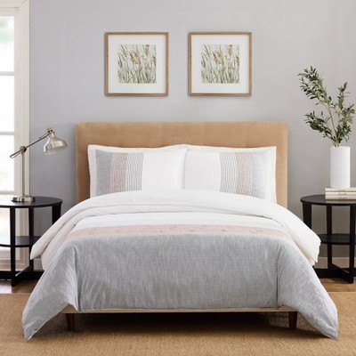 3pc King Holden Duvet Set Gray/orange/white - Laurel & Mayfair: Cotton ...