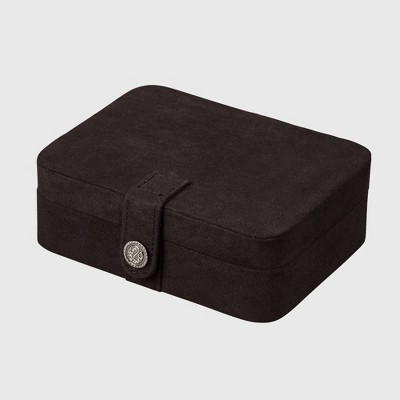 Mele & Co. Giana Women's Plush Fabric Jewelry Box with Lift Out Tray-Black