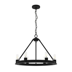 Hunter Fans 24" Saddlewood Ceiling Light Natural Iron Finish - 6 Bulb Industrial Chandelier for Modern Farmhouse Spaces - 1 of 2