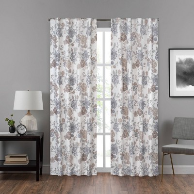 84"x40" Summit Botanical Draft Stopper Window Curtain Panel Beige - Eclipse