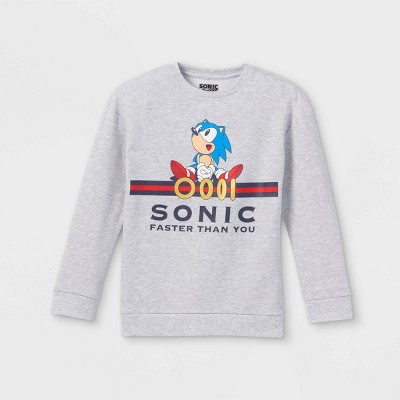 Boys' Sonic Crew Neck Pullover Sweatshirt - Heather Gray