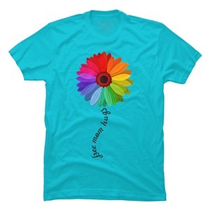 Adult Design By Humans Free Mom Hugs Pride Rainbow Sunflower By Avocato T-Shirt - 1 of 2