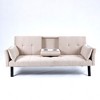 Sapphtopaz 70" Foldable Couches for Living Room with Cup Holder & Side Storage Tufted Sleeper Sofa with 2 Pillows Soft Sofa Bed for Bedroom - 2 of 4