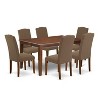 HomeStock Mahogany Dining Table Set With Linen Chairs Dark Coffee, 7 Piece Set - 2 of 4