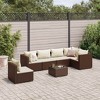 vidaXL 7 Piece Patio Lounge Set - Brown Poly Rattan with Cushions and Modular Design - Outdoor Garden Furniture for Backyard, Terrace or Patio - 2 of 4