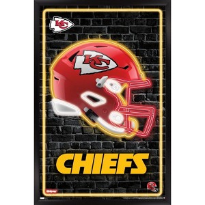 Trends International NFL Kansas City Chiefs - Neon Helmet 23 Framed Wall Poster Prints - 1 of 4