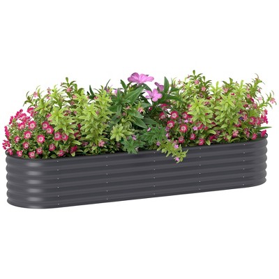 Outsunny Galvanized Raised Garden Bed Kit, Metal Planter Box with Safety Edging