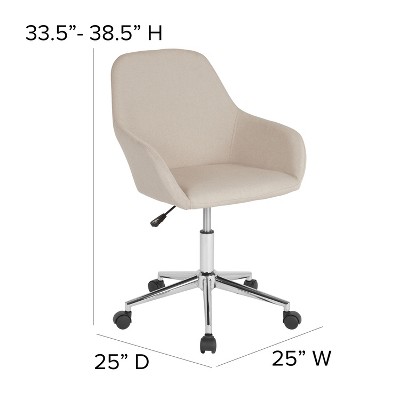 Ergonomic Mid-Back Swivel Task Chair in Beige with Chrome Base