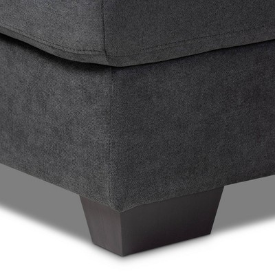 Langley Dark Grey Tufted Fabric Sectional Sofa with Track Arms