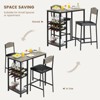 Retro Color/Grey Dining Table Set for 2 - Bar Table with Storage Shelf, Wine Rack, Upholstered Chairs, Perfect for Kitchen or Dining Area - 3 of 4