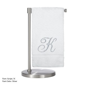 BC BARE COTTON Monogrammed Bath Towel, Personalized Gift, 27 x 54 inches - Set of 2 - White - Silver Script - 1 of 1