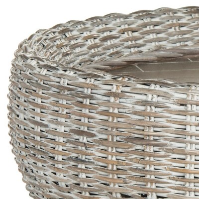 Grey White Wash Mango Wood Drum Cocktail Table