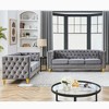 3-Seater + 2-Seater Velvet Sofa Set with Nailhead and Buttons Tufted for Living Room - 2 of 4