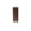 2 Door Meike Two-Tone Wood Shoe Cabinet Walnut/White - Baxton Studio: Modern Entryway Organizer with Ventilated Shelves - 4 of 4