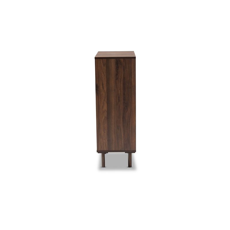 2 Door Meike Two-Tone Wood Shoe Cabinet Walnut/White - Baxton Studio, 5 of 11