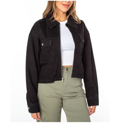 Celebrity Pink Womens Denim Cotton Zip Front Jean Jacket