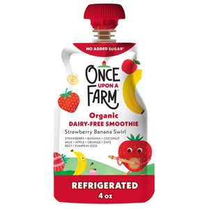 Once Upon a Farm Strawberry Banana Swirl Organic Dairy-Free Kids' Smoothie - 4oz Pouch - 1 of 4