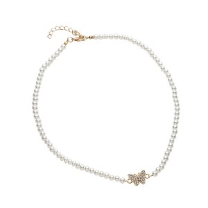 Women's Butterfly Collar Necklace - Pearl White - 1 of 4