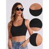 INSPIRE CHIC Women's Ribbed Square Neck Tapered Shoulder Sleeveless Workout Tank Tops - 3 of 4