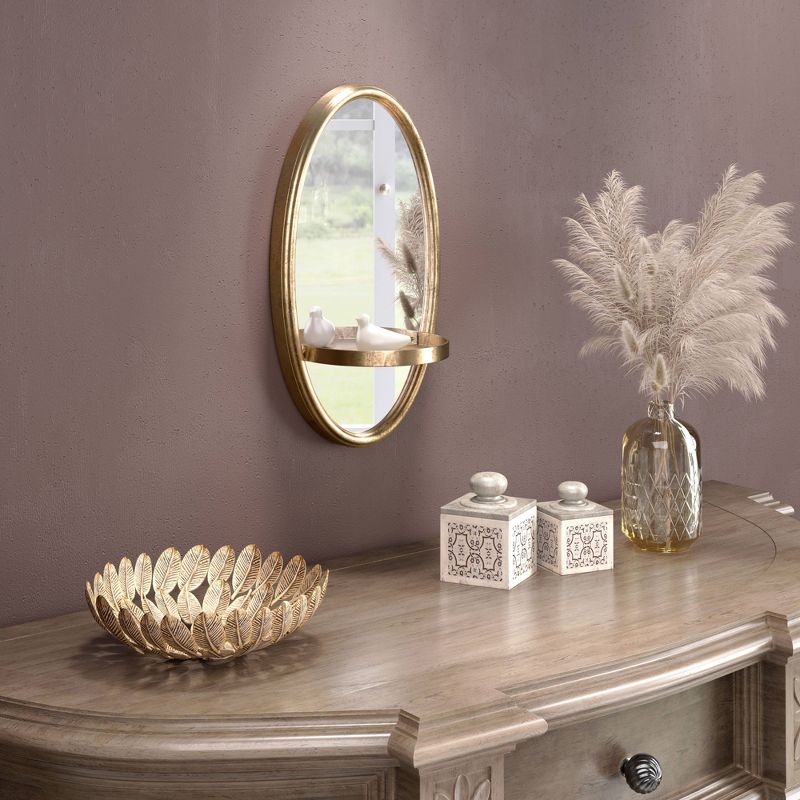 ZM Home 12" Luxe Oval Mirrored Shelf Gold, 6 of 7