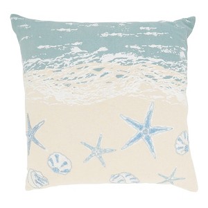Saro Lifestyle Seaside Treasures Throw Pillow Cover, Blue, 20"x20" - 1 of 3