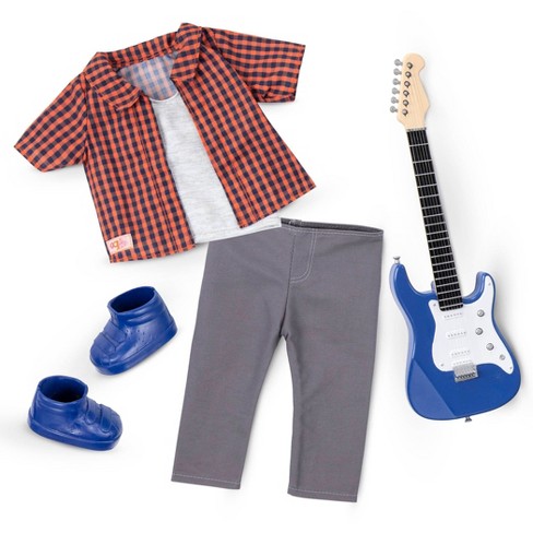 Our Generation 18" Boy Doll Outfit with Electric Guitar - Plaid to Rock - image 1 of 4