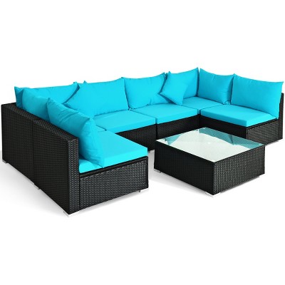 Tangkula 7-piece Patio Pe Rattan Sectional Sofa Furniture Set Wicker ...