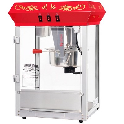 Vintage Red Stainless Steel Countertop Popcorn Machine