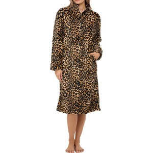 ADR Women's Zip Up Plush Long Robe, Oversized Knee Length Bathrobe with Two Way Zipper - 1 of 3