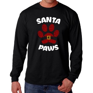 LA Pop Art Santa Paws - Men's Word Art Long Sleeve T-Shirt - 1 of 4