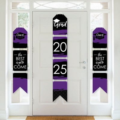 Big Dot of Happiness Purple Grad - Best is Yet to Come - Hanging Vertical Paper Door Banners - 2025 Grad Party Wall Decor Kit- Indoor Door Decor