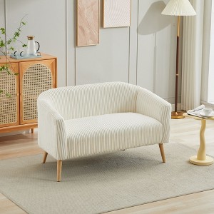 NicBex Modern Corduroy Upholstered Loveseat Sofa with Wooden Legs, Fluffy Single Sofa for Living Room & Bedroom - 1 of 4