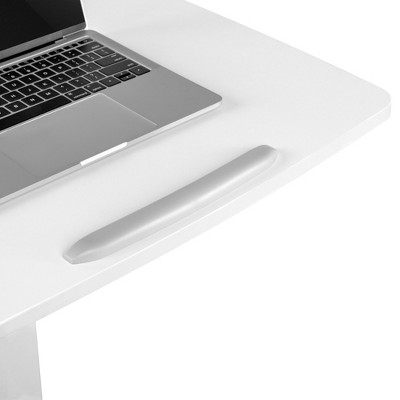 White Adjustable Mobile Podium with Pneumatic Height and Tilt