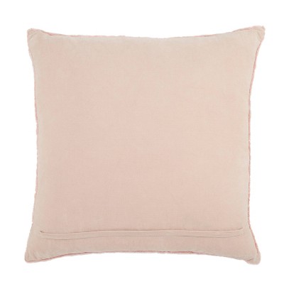 Blush Round Embroidered Pillow with Fringe Trim