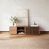 POVISON Mid-Century Modern TV Stand, Louvered Wood Entertainment Center with Slatted Doors, Open Storage,62.99" - 2 of 4
