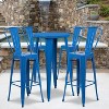 Emma and Oliver Commercial Grade 24" Round Blue Metal Indoor-Outdoor Bar Table Set-4 Cafe Stools - 2 of 4