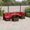 vidaXL 8 Piece Garden Sofa Set with Cushions Brown Poly Rattan - without storage - 2 of 4
