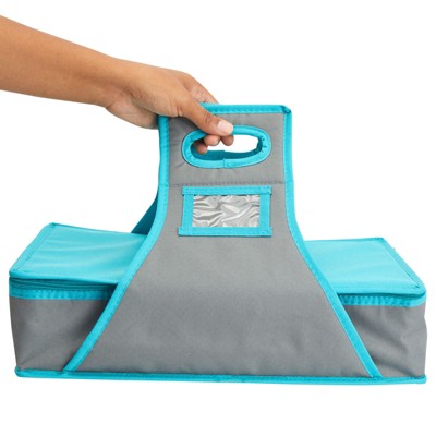 Teal and Gray Insulated Thermal Food Carrier Bag