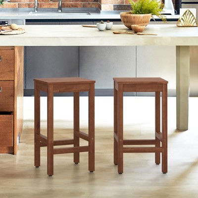 Arceso 26 Inch Bar Stools Set of 2, Counter Height Bar Stool with Footrest, Acacia Wood Bar Chairs for Kitchen Island, Dining Room, Cafe, Bar Counter