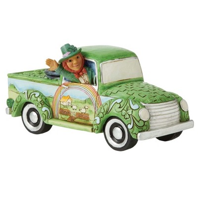 Jim Shore Truckload Of Luck - One Figurine 3.5 Inches - Green Irish Pickup  - 6010268 - Resin - Green