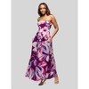 24seven Comfort Apparel Womens Purple Floral A Line Strapless Maxi Dress With Pockets - 2 of 4