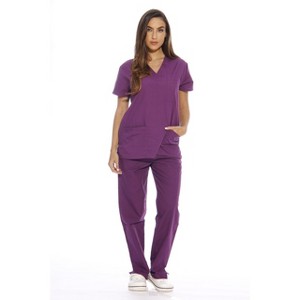 Just Love Scrub Set - 6 Pocket Medical Uniform - (V-Neck with Cargo Pant Nurse Set) - 1 of 3