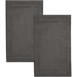 Hawmam Linen Bath Mats, Pack of 2-100% Ring Spun Cotton, Banded Design, Highly Absorbent, Machine Washable for Bathroom Floor Towel - 1 of 4