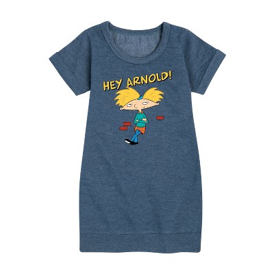 - Hey Arnold! - Cool Arnold Graphic Short Sleeve Fleece Dress